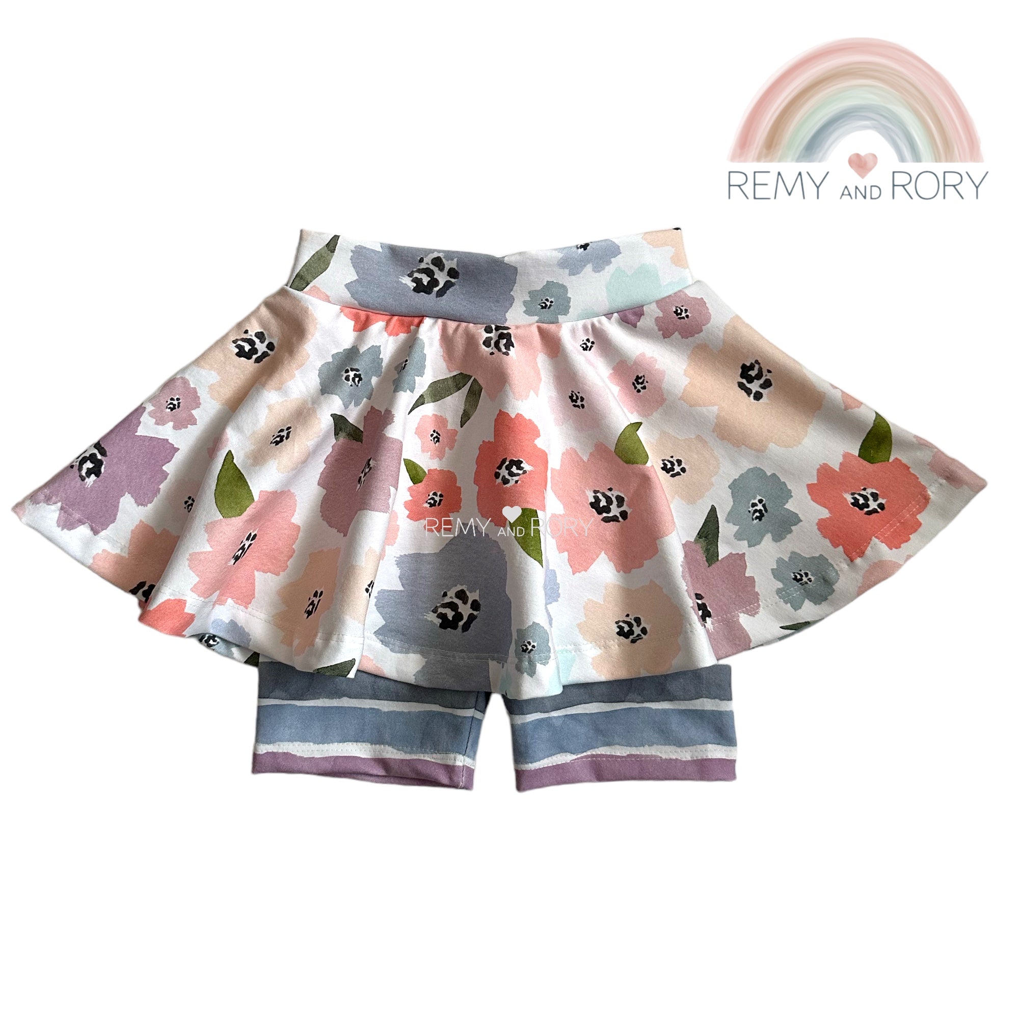 Size 5T Pastel Floral Skirted Shorts