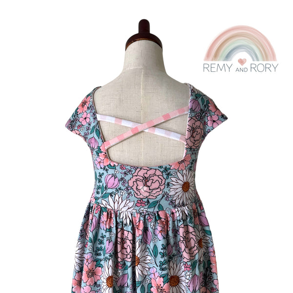 Size 6Y Boho Floral Strappy-Back Dress