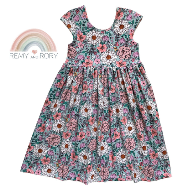 Size 6Y Boho Floral Strappy-Back Dress