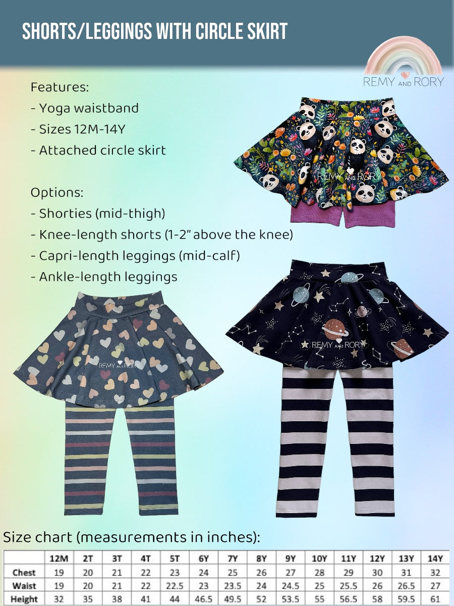 Shorts and Leggings with Circle Skirt, 12M-12Y (June 2024 Preorder)