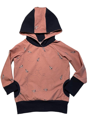 Size 2T-4T grow-with-me paper planes hoodie